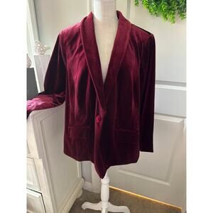 INC. Woman Burgandy Velvet Blazer Size 1X NWT Really Beautiful